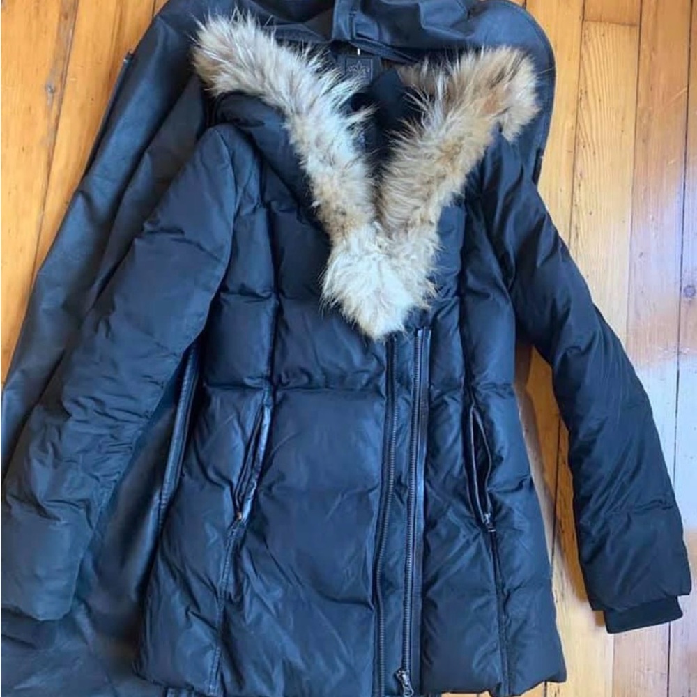 Mackage Adali Black Puffer Coat with Fur Trim